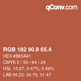 カラーコード: RGB 182 90.8 65.4 | qconv.com