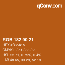 カラーコード: RGB 182 90 21 | qconv.com