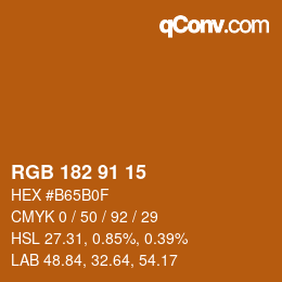 Color code: RGB 182 91 15 | qconv.com