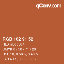 Color code: RGB 182 91 52 | qconv.com