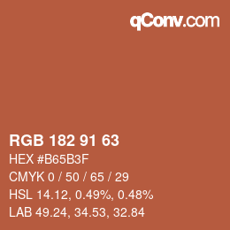 Color code: RGB 182 91 63 | qconv.com