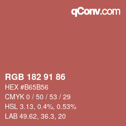 Color code: RGB 182 91 86 | qconv.com