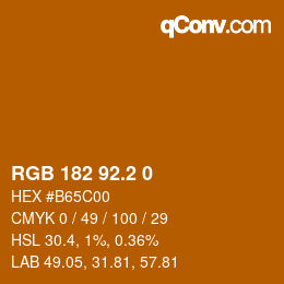 Color code: RGB 182 92.2 0 | qconv.com