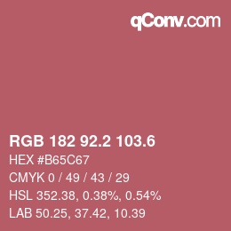 カラーコード: RGB 182 92.2 103.6 | qconv.com