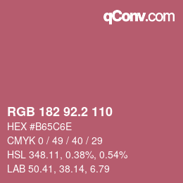 カラーコード: RGB 182 92.2 110 | qconv.com