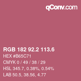 カラーコード: RGB 182 92.2 113.6 | qconv.com