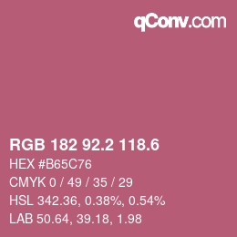 カラーコード: RGB 182 92.2 118.6 | qconv.com