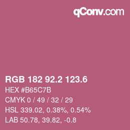 カラーコード: RGB 182 92.2 123.6 | qconv.com