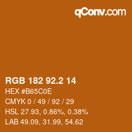 カラーコード: RGB 182 92.2 14 | qconv.com