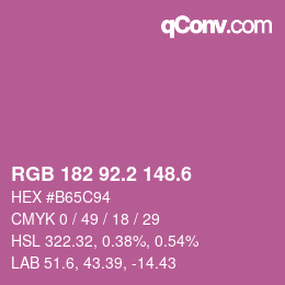 カラーコード: RGB 182 92.2 148.6 | qconv.com
