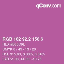 カラーコード: RGB 182 92.2 158.6 | qconv.com