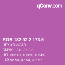 カラーコード: RGB 182 92.2 173.6 | qconv.com