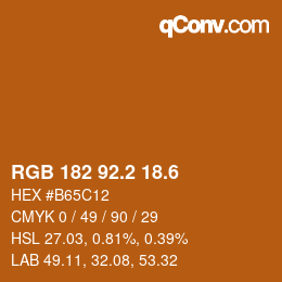 カラーコード: RGB 182 92.2 18.6 | qconv.com