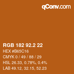 カラーコード: RGB 182 92.2 22 | qconv.com