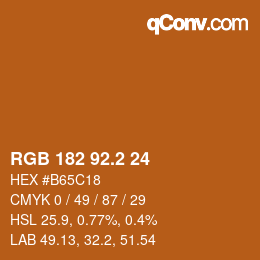 Color code: RGB 182 92.2 24 | qconv.com