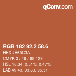 カラーコード: RGB 182 92.2 58.6 | qconv.com
