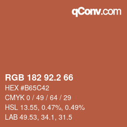 Color code: RGB 182 92.2 66 | qconv.com