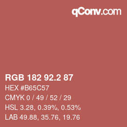 カラーコード: RGB 182 92.2 87 | qconv.com