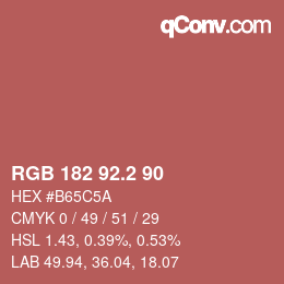カラーコード: RGB 182 92.2 90 | qconv.com