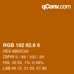 カラーコード: RGB 182 92.6 0 | qconv.com