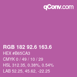Color code: RGB 182 92.6 163.6 | qconv.com