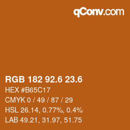 カラーコード: RGB 182 92.6 23.6 | qconv.com