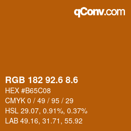 カラーコード: RGB 182 92.6 8.6 | qconv.com