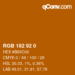 カラーコード: RGB 182 92 0 | qconv.com