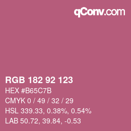 颜色代码: RGB 182 92 123 | qconv.com