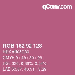 カラーコード: RGB 182 92 128 | qconv.com