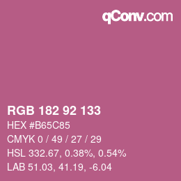 カラーコード: RGB 182 92 133 | qconv.com