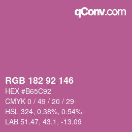 カラーコード: RGB 182 92 146 | qconv.com
