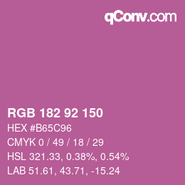 カラーコード: RGB 182 92 150 | qconv.com