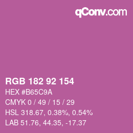 カラーコード: RGB 182 92 154 | qconv.com