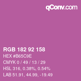 カラーコード: RGB 182 92 158 | qconv.com