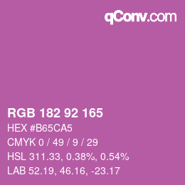 カラーコード: RGB 182 92 165 | qconv.com