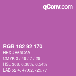 カラーコード: RGB 182 92 170 | qconv.com
