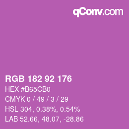 カラーコード: RGB 182 92 176 | qconv.com