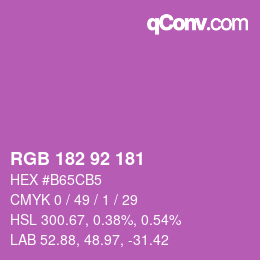 カラーコード: RGB 182 92 181 | qconv.com