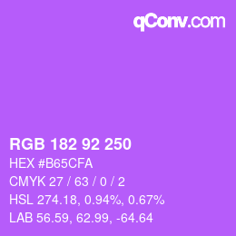 颜色代码: RGB 182 92 250 | qconv.com