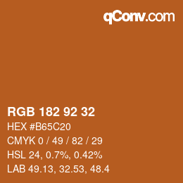 颜色代码: RGB 182 92 32 | qconv.com