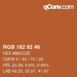 カラーコード: RGB 182 92 46 | qconv.com
