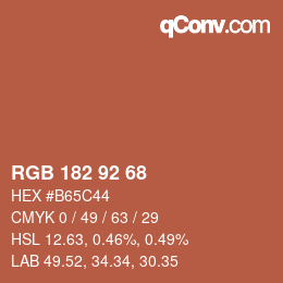 颜色代码: RGB 182 92 68 | qconv.com