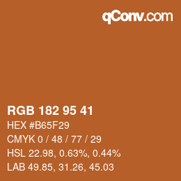 Color code: RGB 182 95 41 | qconv.com
