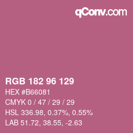 カラーコード: RGB 182 96 129 | qconv.com