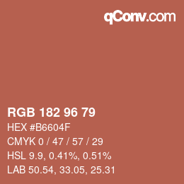 Código de color: RGB 182 96 79 | qconv.com