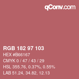 Color code: RGB 182 97 103 | qconv.com