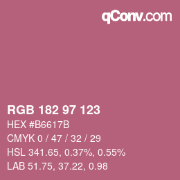 カラーコード: RGB 182 97 123 | qconv.com