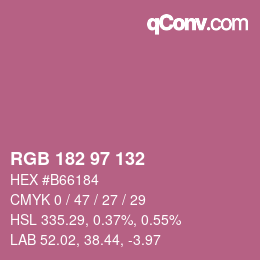 Color code: RGB 182 97 132 | qconv.com