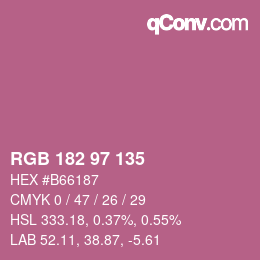 Color code: RGB 182 97 135 | qconv.com